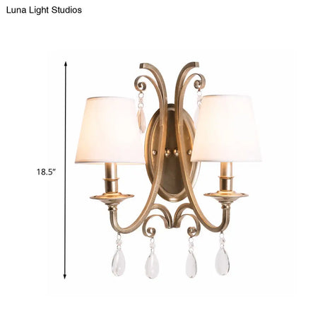 Clear Crystal Wall Lamp With Brass Tapered/Candle Design For Bedroom 1/2 Heads And Shade/Shadeless