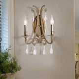 Clear Crystal Wall Lamp With Brass Tapered/Candle Design For Bedroom 1/2 Heads And Shade/Shadeless