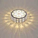Clear Cut Crystal Led Ceiling Light With Floral Pattern - Modern Flush Mount / Warm