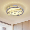 Clear Cut Crystal Led Flushmount Ceiling Light - Modern Leaf Design For Bedroom Lighting / B