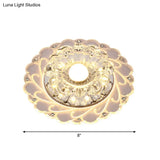 Clear Faceted Crystal Led Foyer Ceiling Light Fixture Bloom Flushmount Lighting With Modern Touch