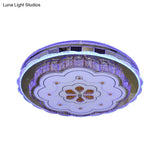 Clear Flower Crystal Flushmount Led Ceiling Lamp In Stainless Steel