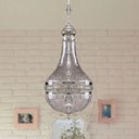 Clear Glass Brass/Chrome Gourd Chandelier - 12/16 Wide Colonial Design 4 Bulbs Ceiling Light Chrome