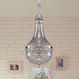 Clear Glass Brass/Chrome Gourd Chandelier - 12/16 Wide Colonial Design 4 Bulbs Ceiling Light Chrome