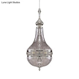 Clear Glass Brass/Chrome Gourd Chandelier - 12/16 Wide Colonial Design 4 Bulbs Ceiling Light