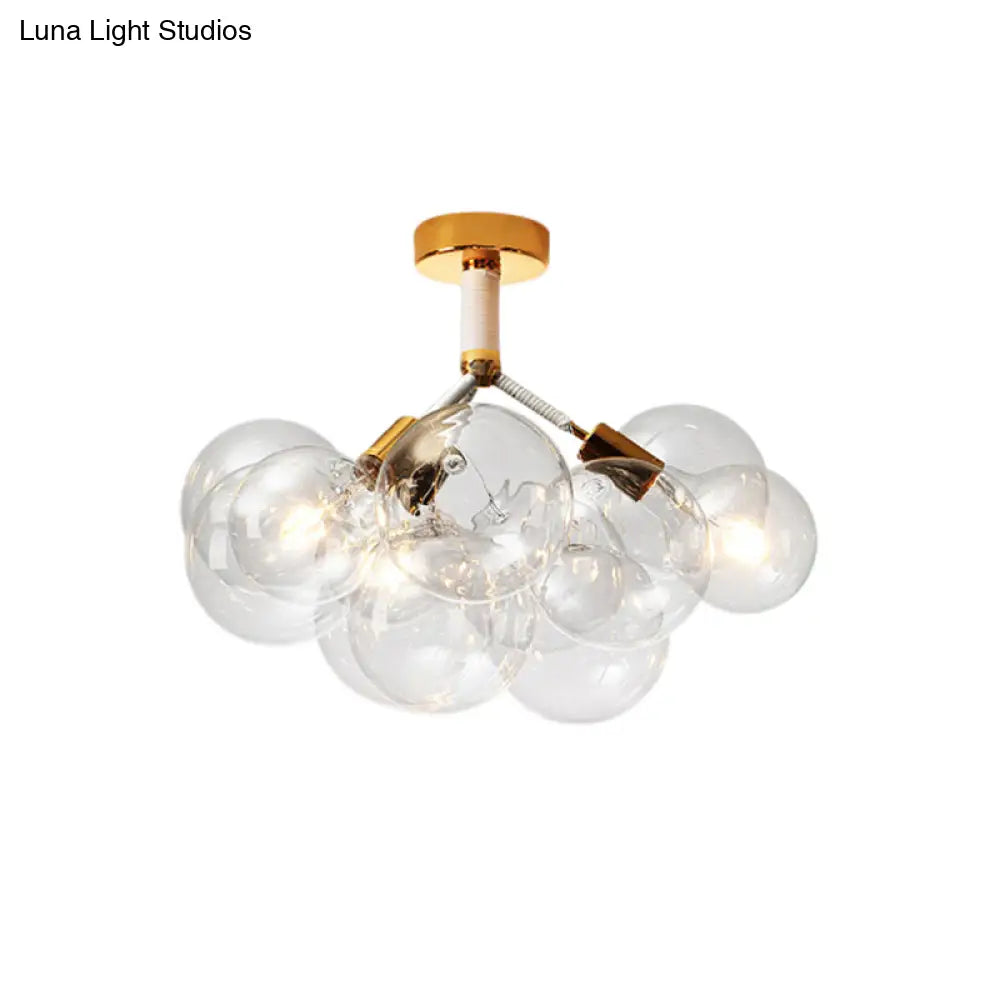 Clear Glass Bubble Ceiling Light For Child’s Bedroom Or Hallway - Simple Semi - Flush Mount Design