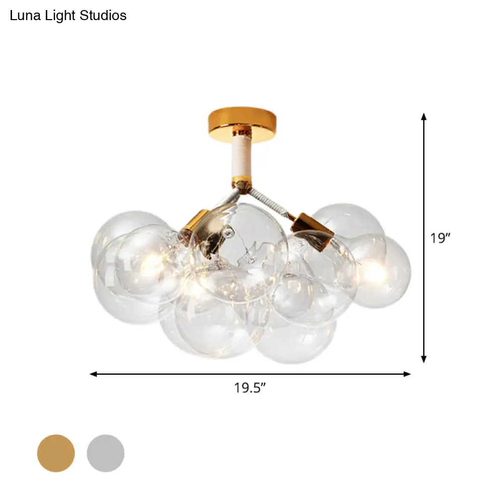 Clear Glass Bubble Ceiling Light For Child’s Bedroom Or Hallway - Simple Semi - Flush Mount Design