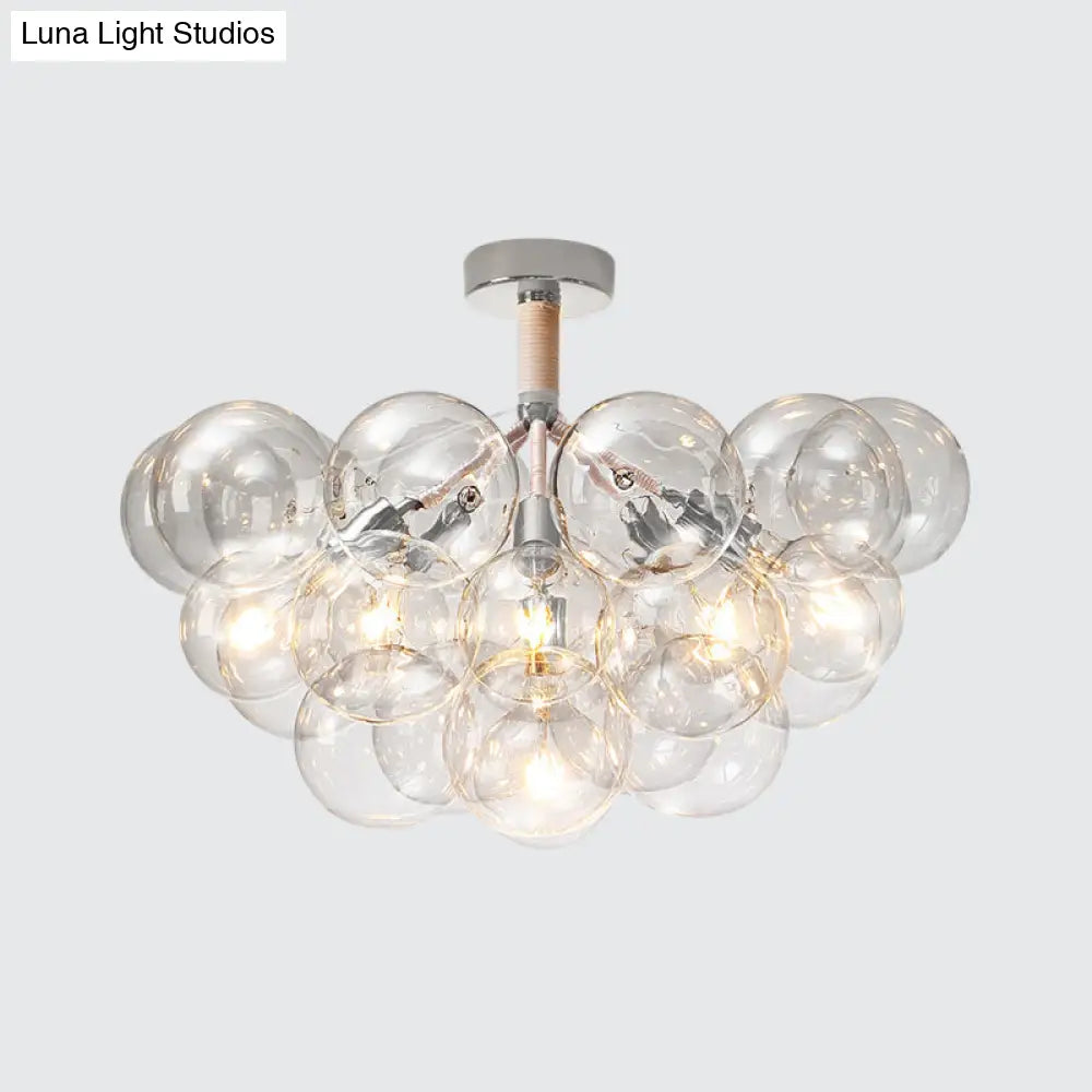 Clear Glass Bubble Ceiling Light For Child’s Bedroom Or Hallway - Simple Semi - Flush Mount Design