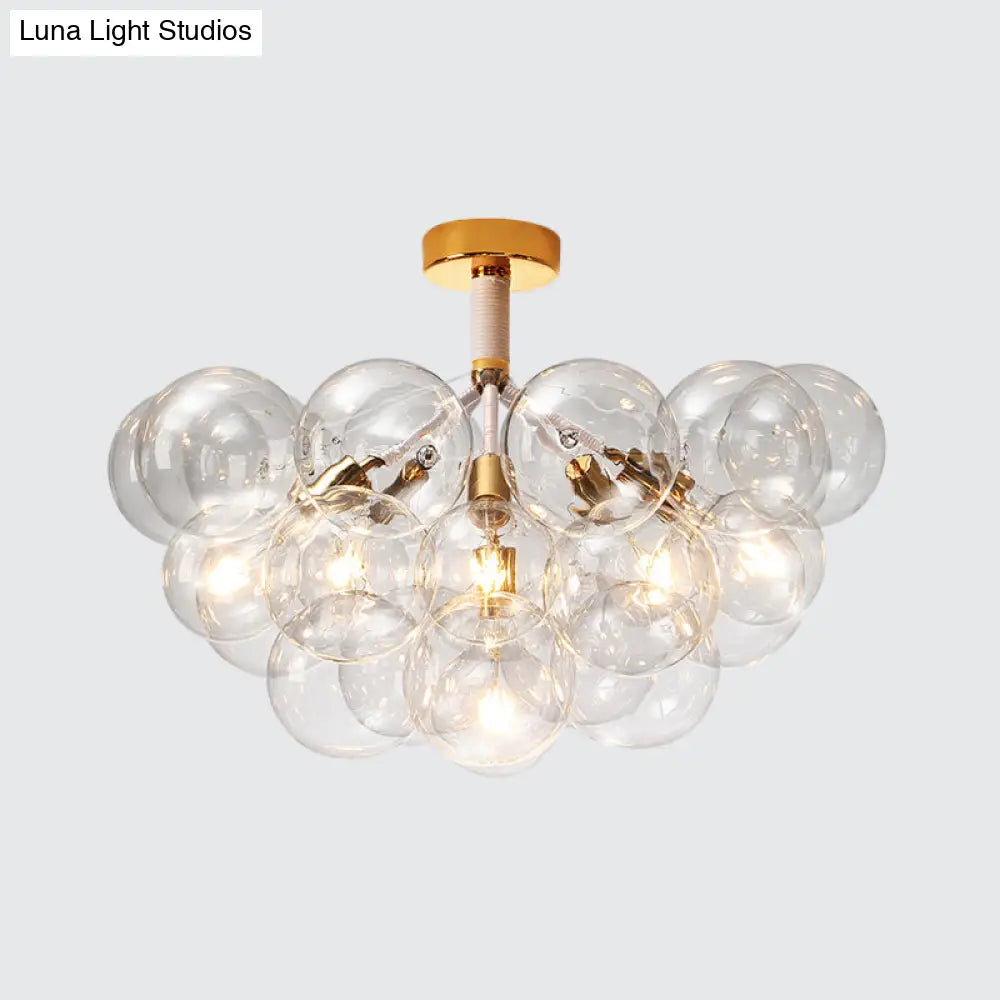 Clear Glass Bubble Ceiling Light For Child’s Bedroom Or Hallway - Simple Semi - Flush Mount Design