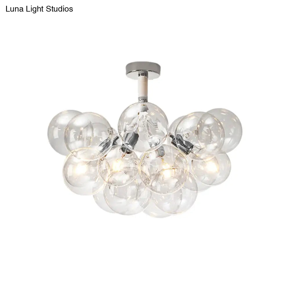 Clear Glass Bubble Ceiling Light For Child’s Bedroom Or Hallway - Simple Semi - Flush Mount Design