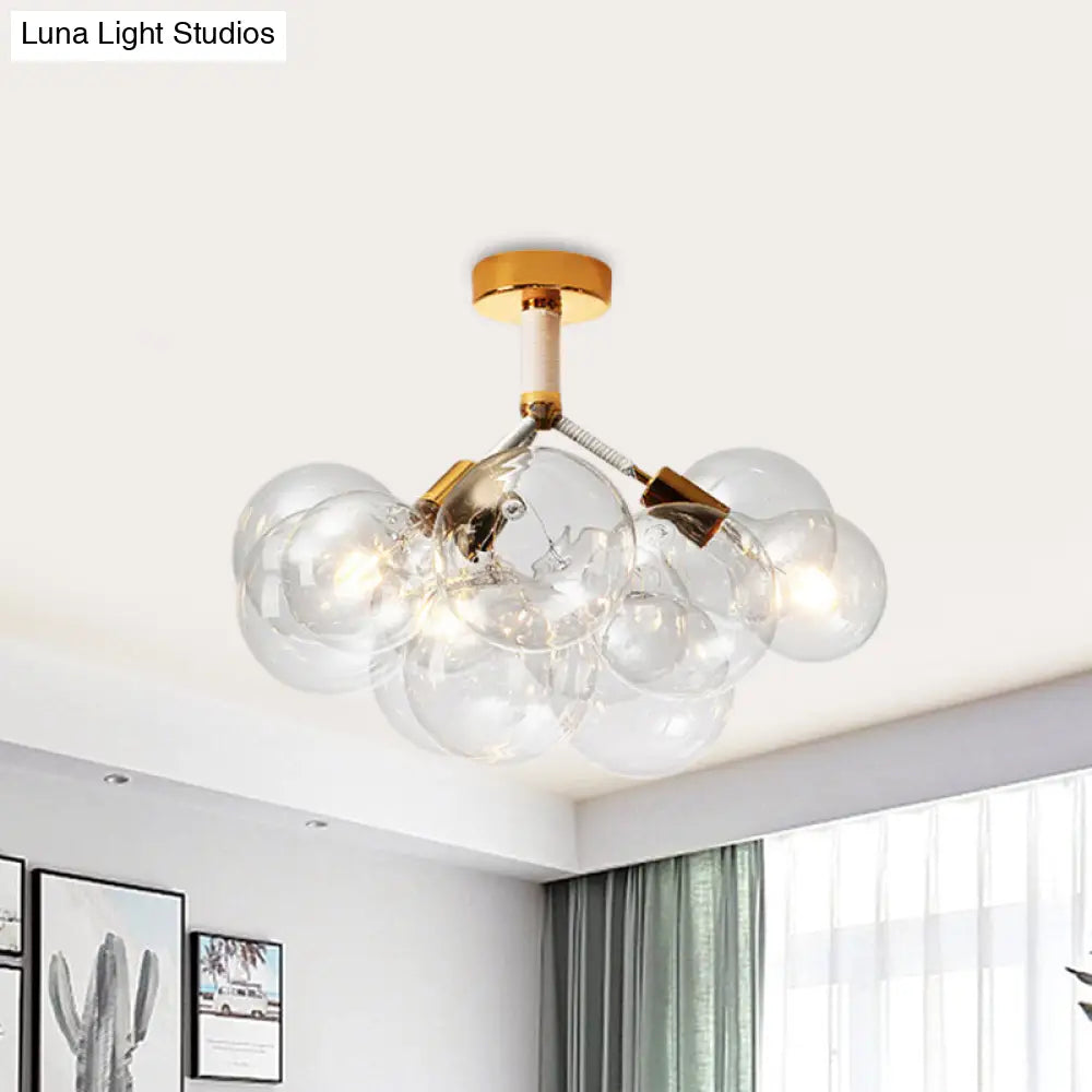 Clear Glass Bubble Ceiling Light For Child’s Bedroom Or Hallway - Simple Semi - Flush Mount Design