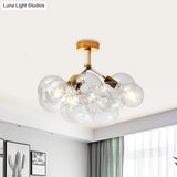 Clear Glass Bubble Ceiling Light For Child’s Bedroom Or Hallway - Simple Semi - Flush Mount Design