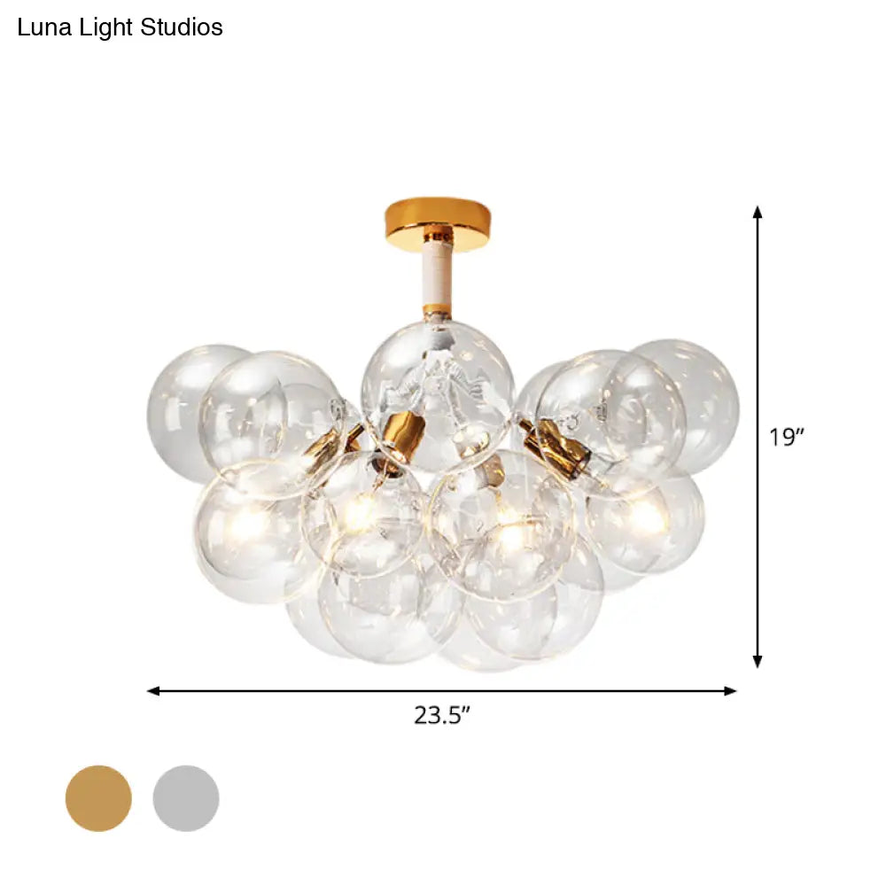 Clear Glass Bubble Ceiling Light For Child’s Bedroom Or Hallway - Simple Semi - Flush Mount Design