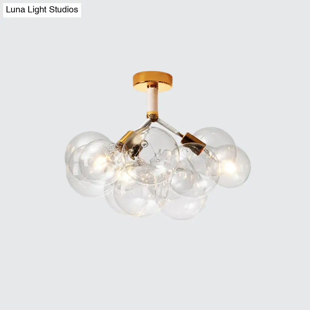 Clear Glass Bubble Ceiling Light For Child’s Bedroom Or Hallway - Simple Semi - Flush Mount Design