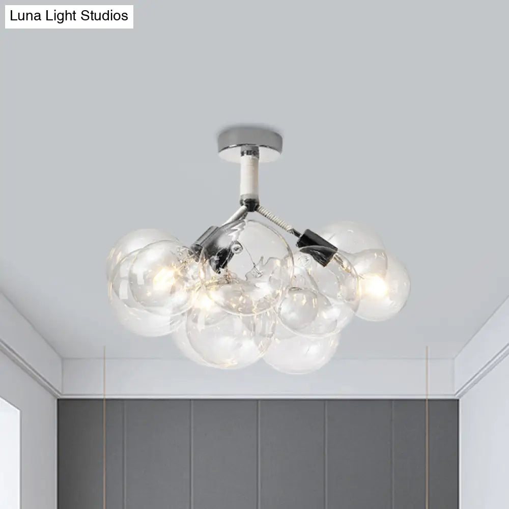 Clear Glass Bubble Ceiling Light For Child’s Bedroom Or Hallway - Simple Semi - Flush Mount Design