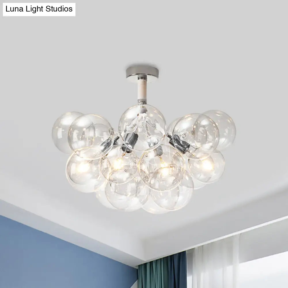 Clear Glass Bubble Ceiling Light For Child’s Bedroom Or Hallway - Simple Semi - Flush Mount Design