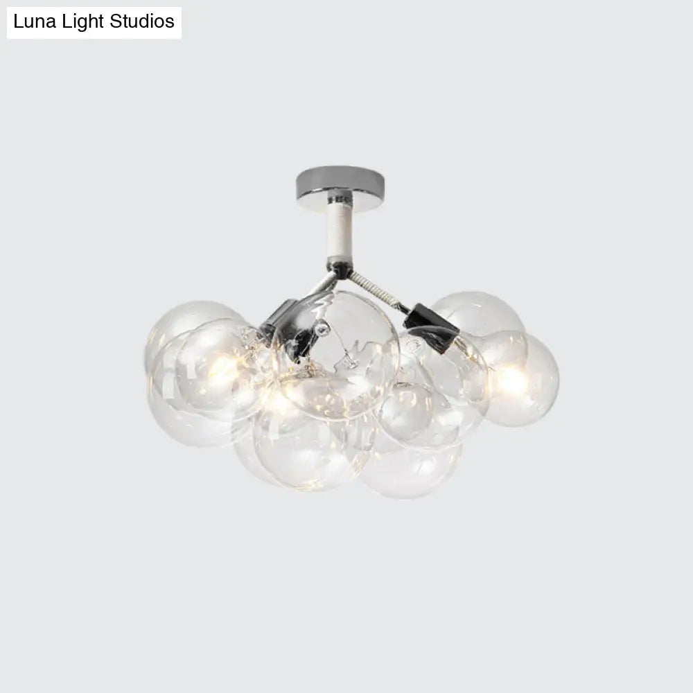 Clear Glass Bubble Ceiling Light For Child’s Bedroom Or Hallway - Simple Semi - Flush Mount Design