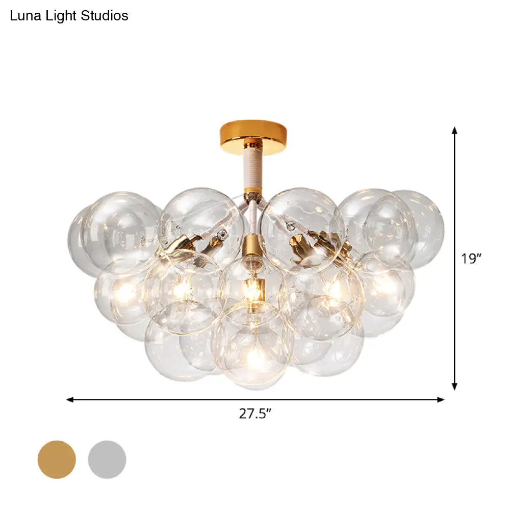 Clear Glass Bubble Ceiling Light For Child’s Bedroom Or Hallway - Simple Semi - Flush Mount Design