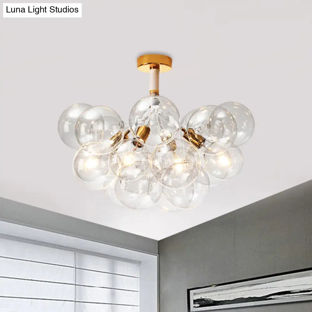 Clear Glass Bubble Ceiling Light For Child’s Bedroom Or Hallway - Simple Semi - Flush Mount Design