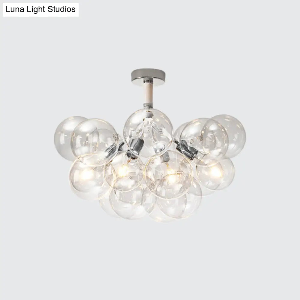 Clear Glass Bubble Ceiling Light For Child’s Bedroom Or Hallway - Simple Semi - Flush Mount Design