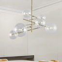 Clear Glass Chandelier - Nordic Style 6-Head Gold Finish Hanging Light For Dining Room