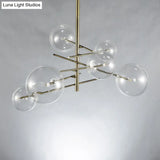 Clear Glass Chandelier - Nordic Style 6-Head Gold Finish Hanging Light For Dining Room