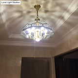Clear Glass Colonial Chandelier - 7-Head Kitchen Pendant Light Fixture