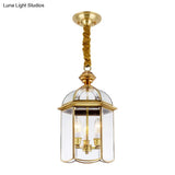 Clear Glass Colonial Lantern Pendant Chandelier- 3 Heads; Ideal Hallway Lighting Fixture