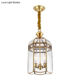 Clear Glass Colonial Lantern Pendant Chandelier- 3 Heads; Ideal Hallway Lighting Fixture