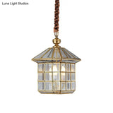 Clear Glass Colonial Yard Chandelier Light - 10/12 W Lantern Pendant Lamp With 3 Bulbs