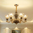 Clear Glass Flower Up Chandelier In Coffee - Traditional Bedroom Hanging Light Fixture 6 / A