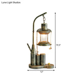 Clear Glass Indoor Desk Light With Metal Base - Kerosene Table Lighting Warehouse Brass 1