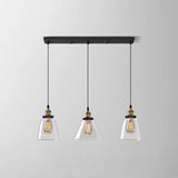 Clear Glass Industrial Shaded Multi-Light Pendant: 3-Bulb Hanging Lighting For Dining Room / B