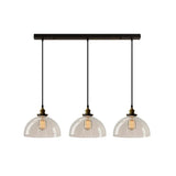 Clear Glass Industrial Shaded Multi-Light Pendant: 3-Bulb Hanging Lighting For Dining Room / G