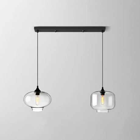 Clear Glass Industrial Shaded Multi-Light Pendant: 3-Bulb Hanging Lighting For Dining Room / K
