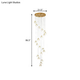 Clear Glass Multi Pendant Gold Pendulum Light With Spiral Design - Modern Stairway Lighting