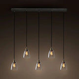 Clear Glass Multi Pendant Hanging Light Fixture With Vintage Charm - 3/4/5 Lights Aged Brass Finish