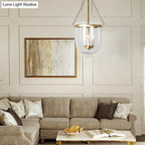 Clear Glass Pendant Chandelier - Colonial Style 3 Bulbs Bedroom Hanging Light