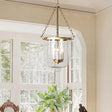 Clear Glass Pendant Chandelier - Colonial Style 3 Bulbs Bedroom Hanging Light
