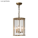 Clear Glass Pendant Chandelier - Cylindrical Design 3 Bulbs Ideal For Corridors