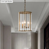 Clear Glass Pendant Chandelier - Cylindrical Design 3 Bulbs Ideal For Corridors