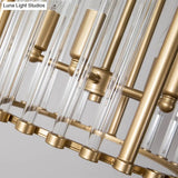 Clear Glass Pendant Chandelier - Cylindrical Design 3 Bulbs Ideal For Corridors