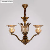 Clear Glass Pendant Chandelier With Branching Design - Rustic Living Room Ceiling Light In Brass