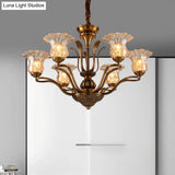 Clear Glass Pendant Chandelier With Branching Design - Rustic Living Room Ceiling Light In Brass