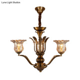 Clear Glass Pendant Chandelier With Branching Design - Rustic Living Room Ceiling Light In Brass