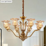 Clear Glass Pendant Chandelier With Branching Design - Rustic Living Room Ceiling Light In Brass