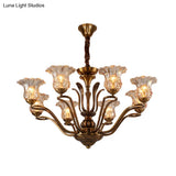 Clear Glass Pendant Chandelier With Branching Design - Rustic Living Room Ceiling Light In Brass