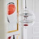 Clear Glass Pendant Light With Modern Styling And Layered Shade Chrome
