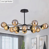 Clear Glass Radial Suspension Led Chandelier Light - Simplicity Globe Shade For Living Room