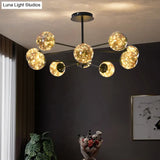 Clear Glass Radial Suspension Led Chandelier Light - Simplicity Globe Shade For Living Room